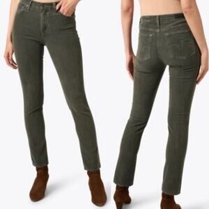 Adriano Goldschmied Stevie Slim Straight Ankle Green Corduroy Pants 25R Holiday